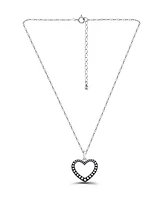 Macy's Oxidized Beaded Open-Heart Pendant Necklace