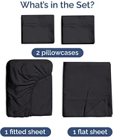 Rayon from Bamboo 4 Piece Deep Pocket Cooling Sheet Set - Full Black