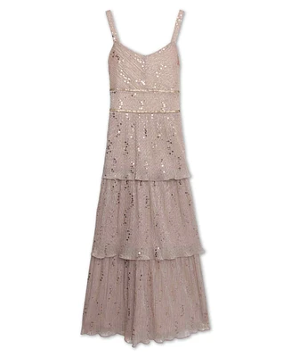 Speechless Big Girls Tiered Plisse with Sequin Maxi Dress