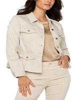 Liverpool Los Angeles Women's Button Collared Peplum Jacket