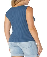 Liverpool Los Angeles Women's Sleeveless Boat Neck Rib Knit Top