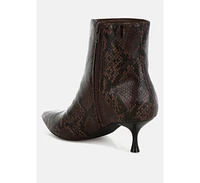London Rag Thymus Snake Print Kitten Heel Boots