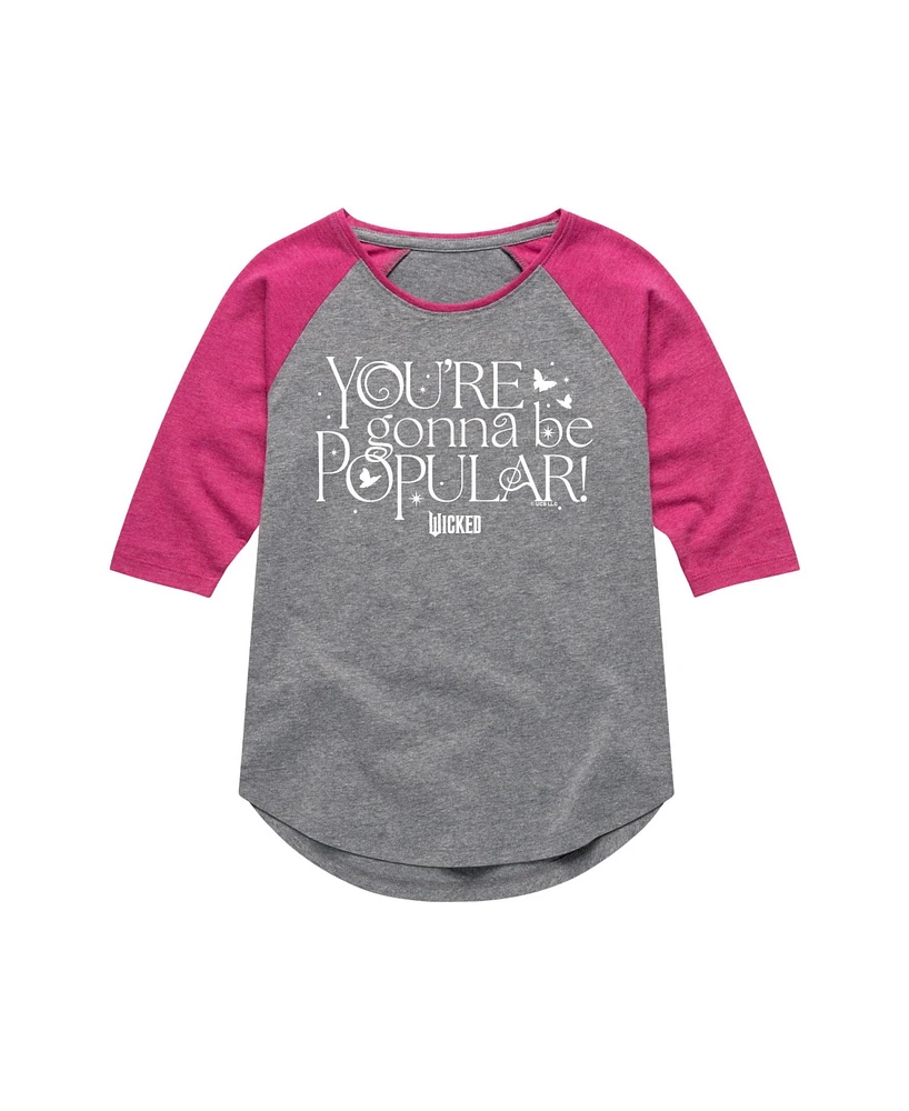 Wicked Big Girls Popular Graphic Raglan T-shirt