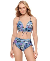 Salt Cove Juniors Printed Push Up Midkini Top Shirred High Waist Bottoms Exclusively At Macys