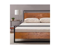 Slickblue Modern Metal Wood Platform Bed Frame with Headboard and Footboard