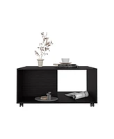 Denton Coffee Table, 4 Wheels, 1 Shelf, Black