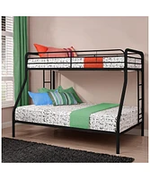 Slickblue Twin over Full Sturdy Metal Bunk Bed with Safety Rails and Ladder