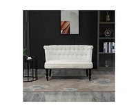 Slickblue 2-Seater Button Tufted Loveseat with Wooden Legs - Modern Sofa for Living Room