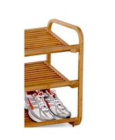 Slickblue 3-Tier Wicker Shoe Rack Shelf - Durable Storage Organizer for Entryway