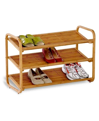 Slickblue 3-Tier Wicker Shoe Rack Shelf - Durable Storage Organizer for Entryway