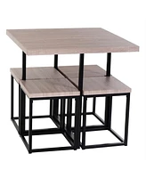Slickblue Farmhouse 5 Piece Square Wood Steel Kitchen Dining Set