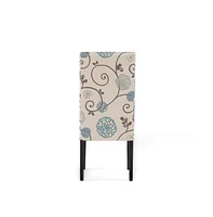 Slickblue Set of 2 Floral Fabric Dining Chair with Wood Legs