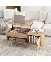Gouun Lift Top Table with Storage and Hidden Compartment