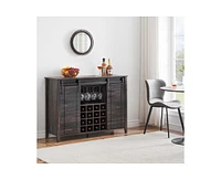 gaomon Wine Bar Cabinet,47" Farmhouse Coffee Bar Cabinet with Sliding Barn Door, Buffet Sideboard Cabinet with 16 Bottle Wine Rack for Dining