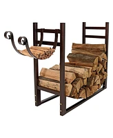 Slickblue Indoor/Outdoor Firewood Log Rack with Removable Kindling Holder for Easy Storage