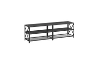 Slickblue Industrial Black Metal and Wood Tv Stand Entertainment Center for Flat-Screen Tv and Storage