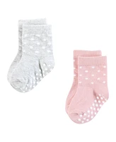 Hudson Baby Girls Cotton Rich Newborn and Terry Socks, Soft Dots, 12-24 Months