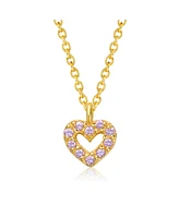 GiGiGirl 14k Gold Plated Pink Cubic Zirconia Heart Halo Charm Pendant Necklace