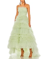 Mac Duggal Women's Strapless Tulle Ruffle Gown