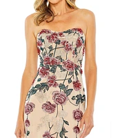 Mac Duggal Women's Strapless Floral Embroidered Gown