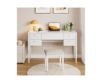 gaomon 47" Makeup Vanity Desk with Flip Top Mirror and Lights, 3 Lighting Mode, 3 in 1 Vanity Table with 5 Drawers