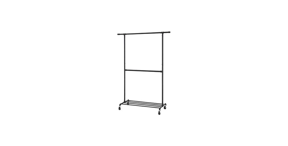 Slickblue Modern Industrial Garment Rack with Bottom Rod for Clothing Storage and Organization