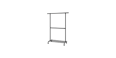 Slickblue Modern Industrial Garment Rack with Bottom Rod for Clothing Storage and Organization