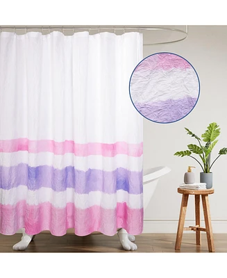 Awesome Home Crinkle Stripe Textured Fabric Shower Curtain, 72"X72"