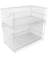 Sorbus 2-Tier Sliding Mesh Basket Drawers - White