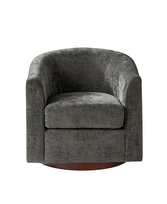 Hulala Home Victor Modern Swivel Barrel Chair with Solid Wood Base