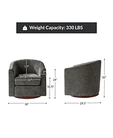 Hulala Home Victor Modern Swivel Barrel Chair with Solid Wood Base