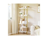 gaomon 4 Tier Ladder Shelf, Free Standing Gold Book Shelf, Flower Stand Plant Rack, Storage Organizer Unit, Ladder Shelf for Living Room,Home Office,B