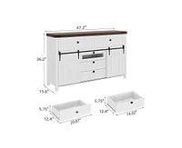 gaomon Farmhouse Buffet Cabinet, Sideboard Storage Cabinet with 5 Drawers and Sliding Barn Doors