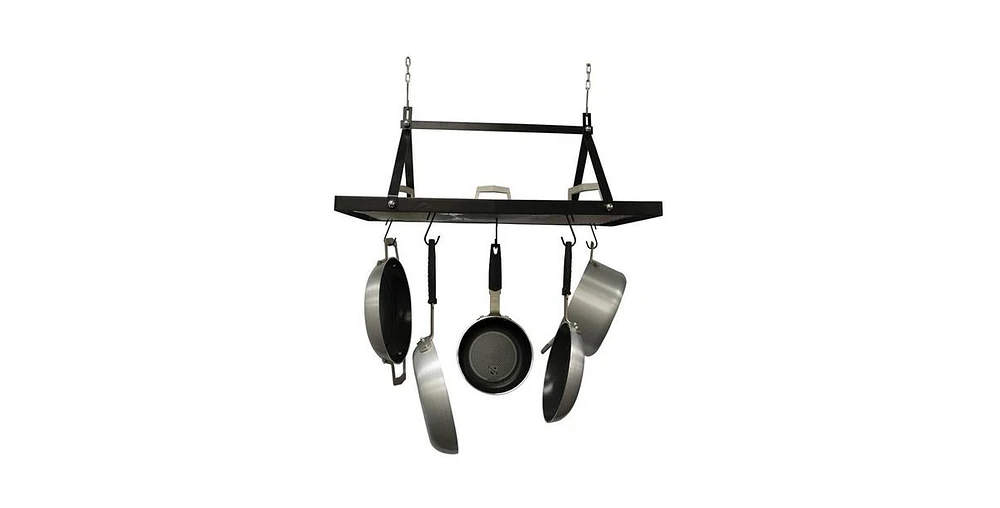 Slickblue Metal Rectangular Pot Rack with 12 Hanging Hooks - Holds up to 40 lbs.