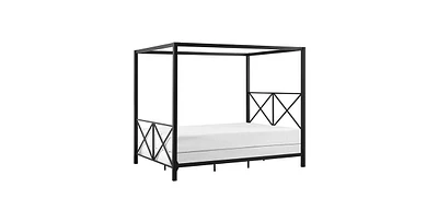 Slickblue Modern Metal Four-Poster Canopy Bed Frame