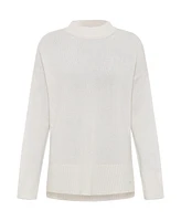 Olsen Women's Cashmere Merino Long Sleeve Solid Mock Neck Sweater