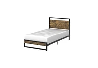 Slickblue Modern Farmhouse Platform Bed Frame with Wood Panel Headboard Footboard