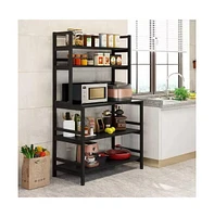 Slickblue Metal Wood Freestanding Kitchen Shelf Bakers Rack Microwave Stand