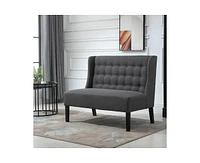 Slickblue 2-Seater Button Tufted Loveseat with Wooden Legs - Modern Sofa for Living Room