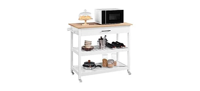 Slickblue Kitchen Island Cart with Drawer Storage Shelves and Locking Casters