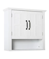 Aosom Homcom Bathroom Wall Cabinet, Medicine Cabinet w/ Adjustable Shelf, White