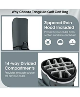 Gymax 14 Dividers Golf Cart Bag w/ 7 Zippered Pocket Cooler Bag Rain Hood Valuable Bag