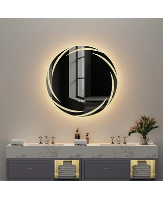 Wisfor Lighted Round Mirror: Modern Wall-mounted Bathroom Mirror with 3 Color Temperature, Anti-fog