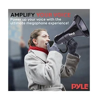 Pyle Megaphone Pa Speaker with Siren, Handheld Mic & Aux Input - 50W, 1,700+ Yard Range