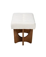 Baxton Studio Theo Japandi Cream Boucle Fabric and Walnut Brown Finished Wood Bench