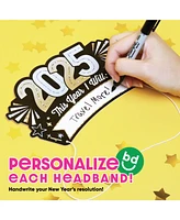 Big Dot of Happiness Hello New Year's Eve Party Headbands, 2025 New Years Resolution Party Hats - Set of 16