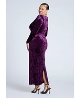 Eloquii Women's Twist Bodice Velvet Maxi Dress