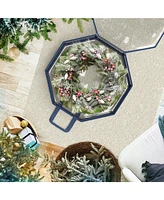 Hearth & Harbor Wreath Storage Container - Clear Christmas Wreath Storage Bag, Dual Zipper and Handles