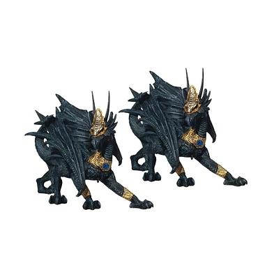 Fc Design "2-pc Gift Set" 7.5"H Black Dragon with Golden Mask and Armor Figurine Statue Ornament Home Room Office Decor and Perfect Gift Ideas for Hou