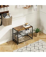 Slickblue 2-Shelf Entryway Shoe Rack Bench - Space-Saving Storage Bench for Hallway